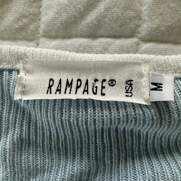 Vintage RAMPAGE Sweater Womens Medium Blue Cropped Plunging V-Neck Ribbed Y2K - Picture 5 of 8